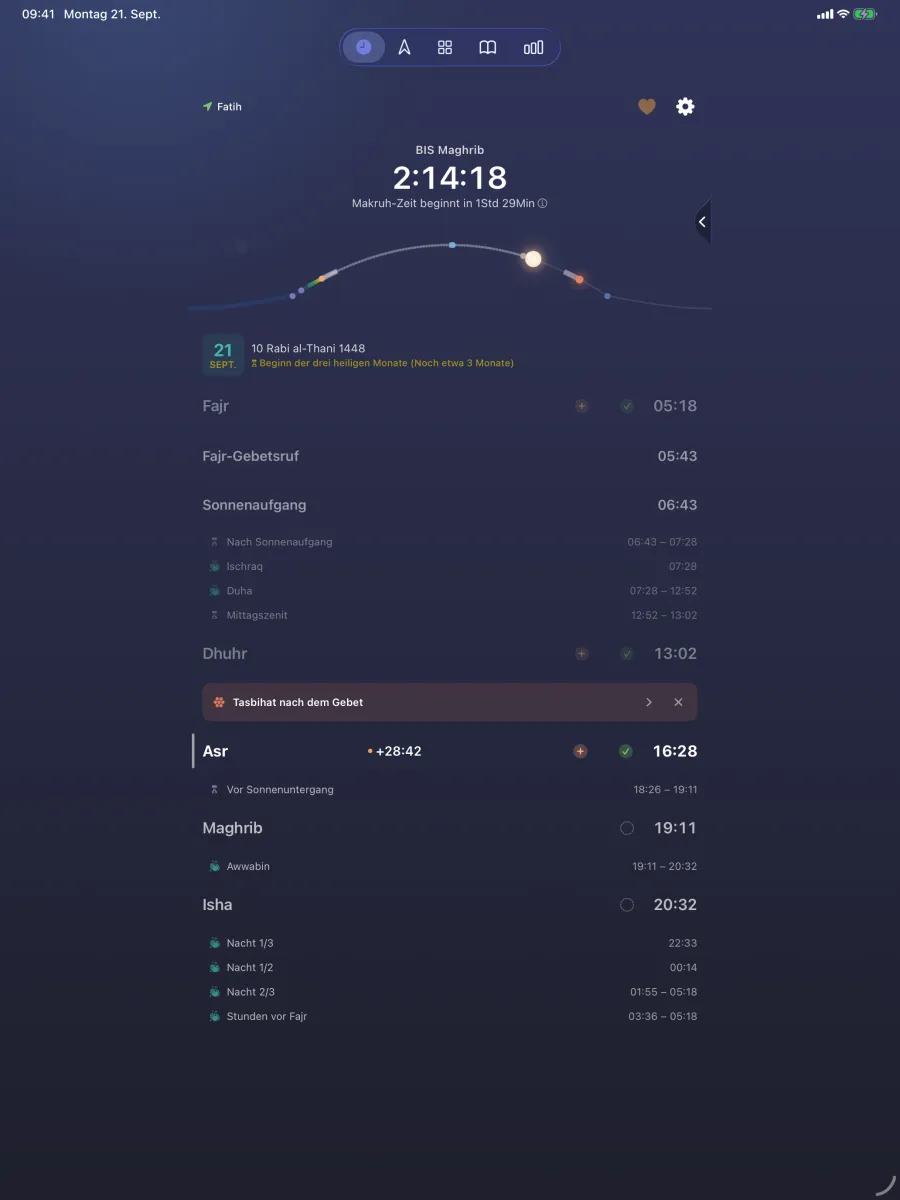 iPad · Gebetszeiten