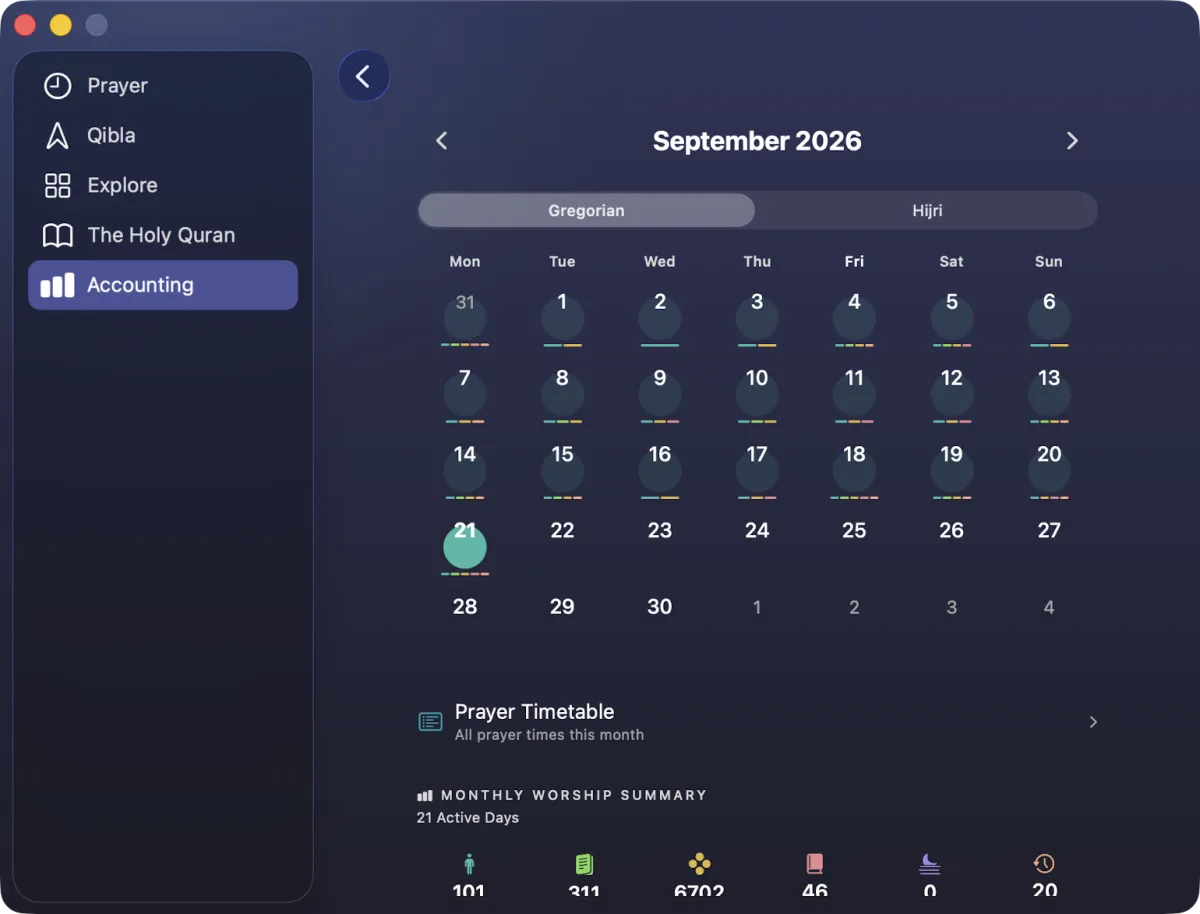 Mac App · Hijri Calendar