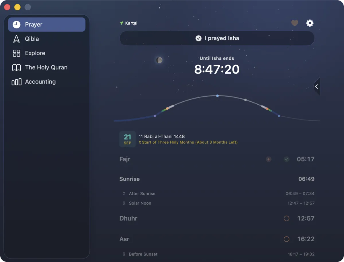 Mac App · Prayer Times