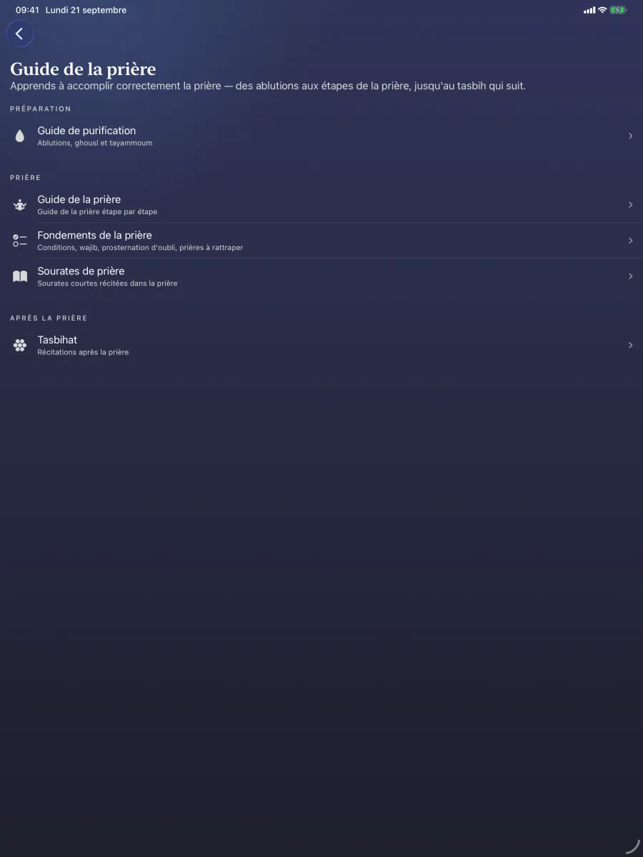 iPad · Guide de la prière