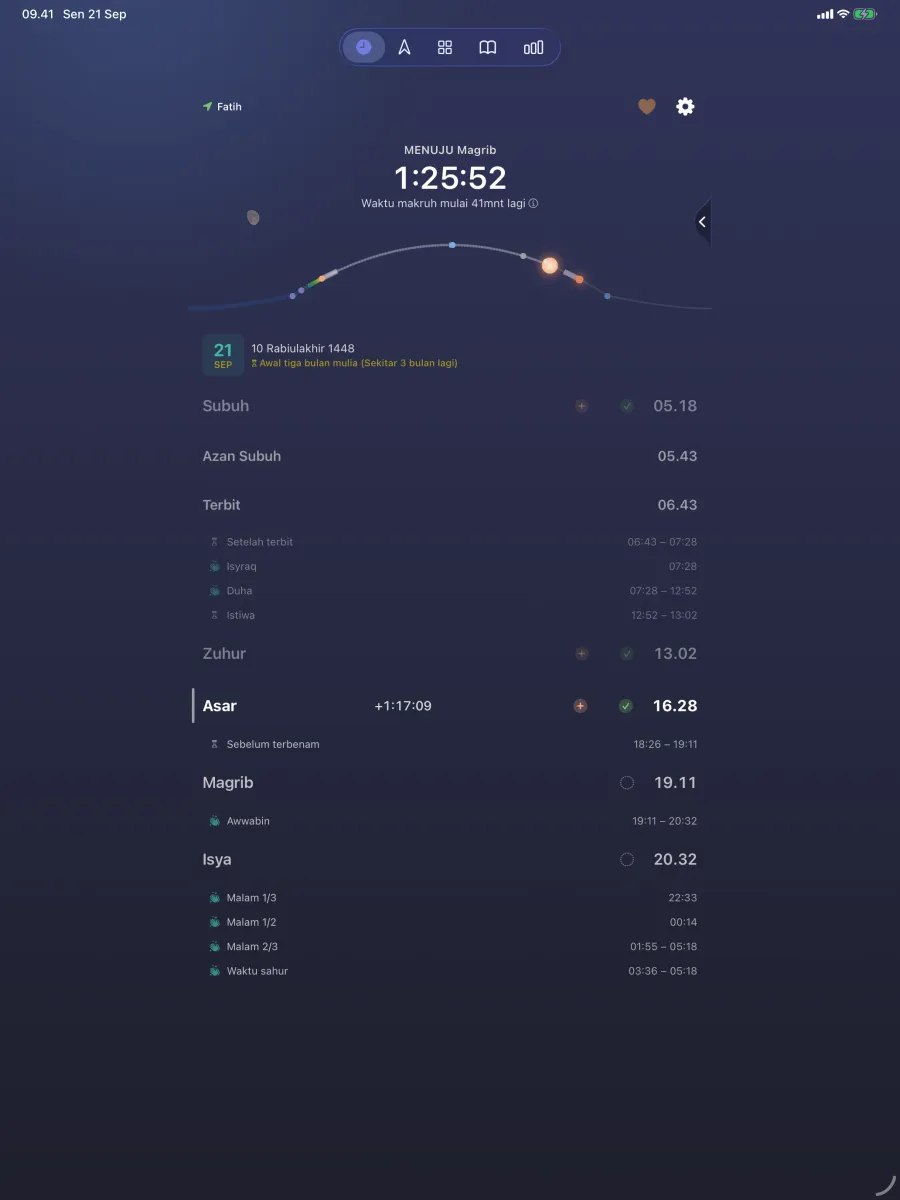 iPad · Jadwal Salat