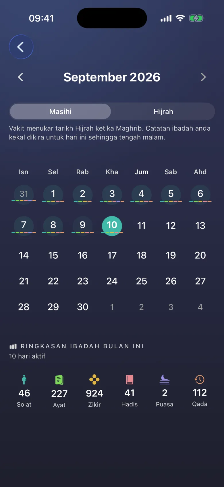 Kalendar yang mengingati.